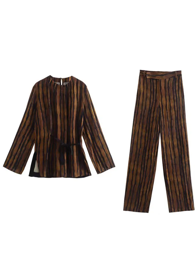 

Women 2022 New Sweet Fashion Pajama Style Blouses Vintage Long Sleeve frenulum Female Shirts Chic Tops 8857/831