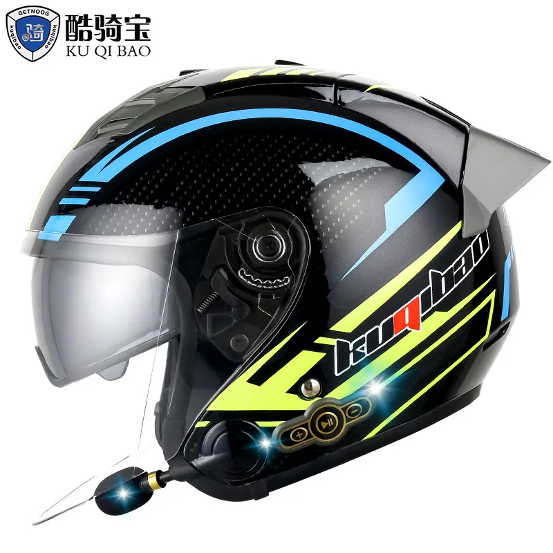 

2022 DOT Approved Open Face 3/4 Motorcycle Helmet with Build-In Bluetooth Headset Earphone and Detachable Liner