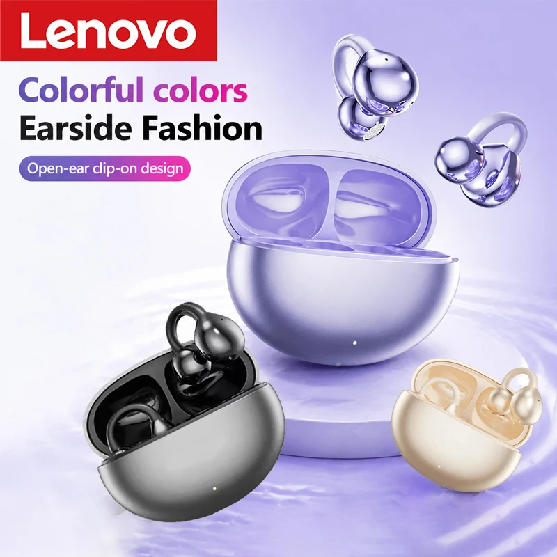 Фото Беспроводные наушники-клипсы Lenovo M91 с шумоподавлением и микрофоном, Bluetooth 5.4, для iPhone и Android 2026 №1
