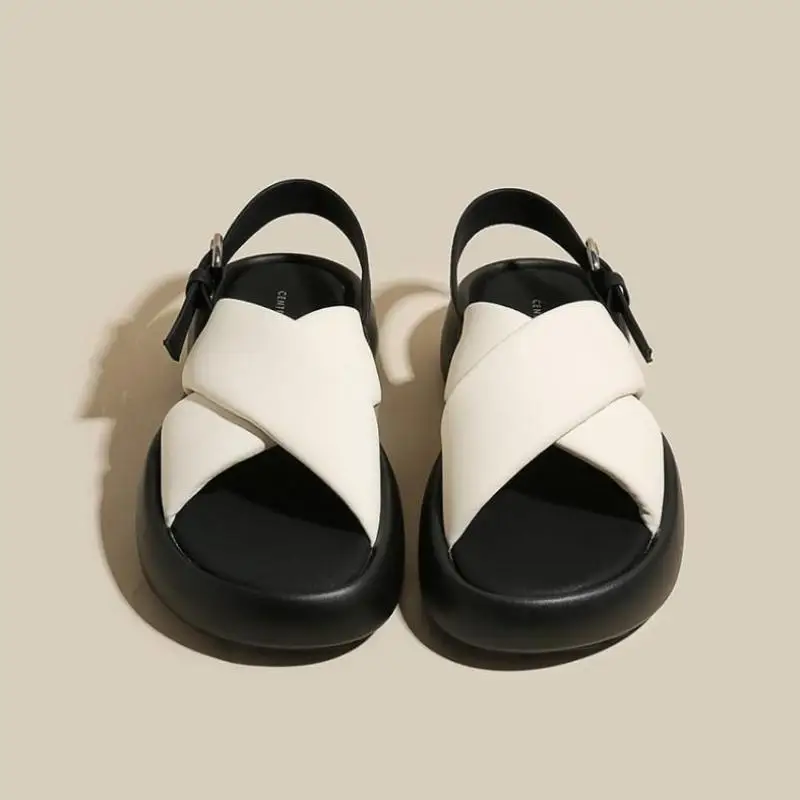 

Size 35-40 Summer Sandals Women Shoes Open Toe Platform Cross Strap Flat Beach Sandals