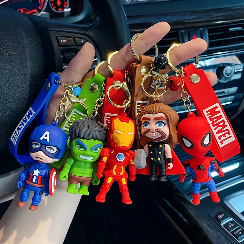 

Disney Marvel Avengers Movie Model Keychain Hulk Spider Man Iron Man Keyring Decoration Thor Pendant Captain America Gift Toys