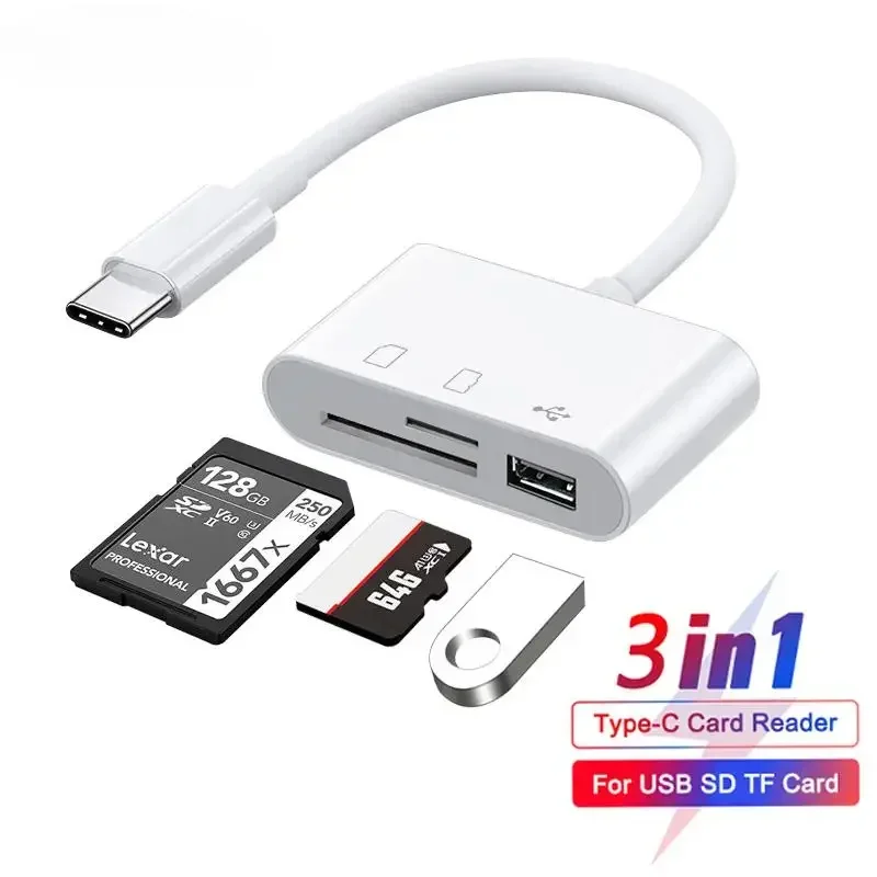 USB Type C адаптер концентратор 3 в 1 к TF CF SD кардридер конвертер для телефона Macbook Huawei