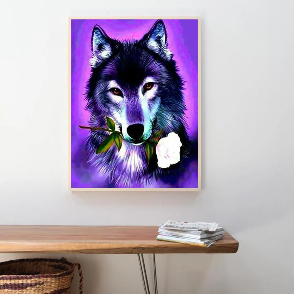 Алмазная живопись HUACAN мозаика с волком наборы для вышивки крестиком украшение