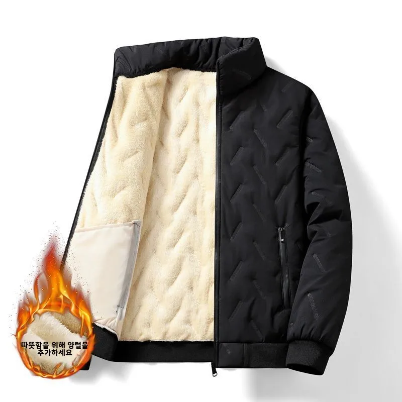 2024 зимнее пальто больших размеров на хлопковой подкладке мужское флисовой с