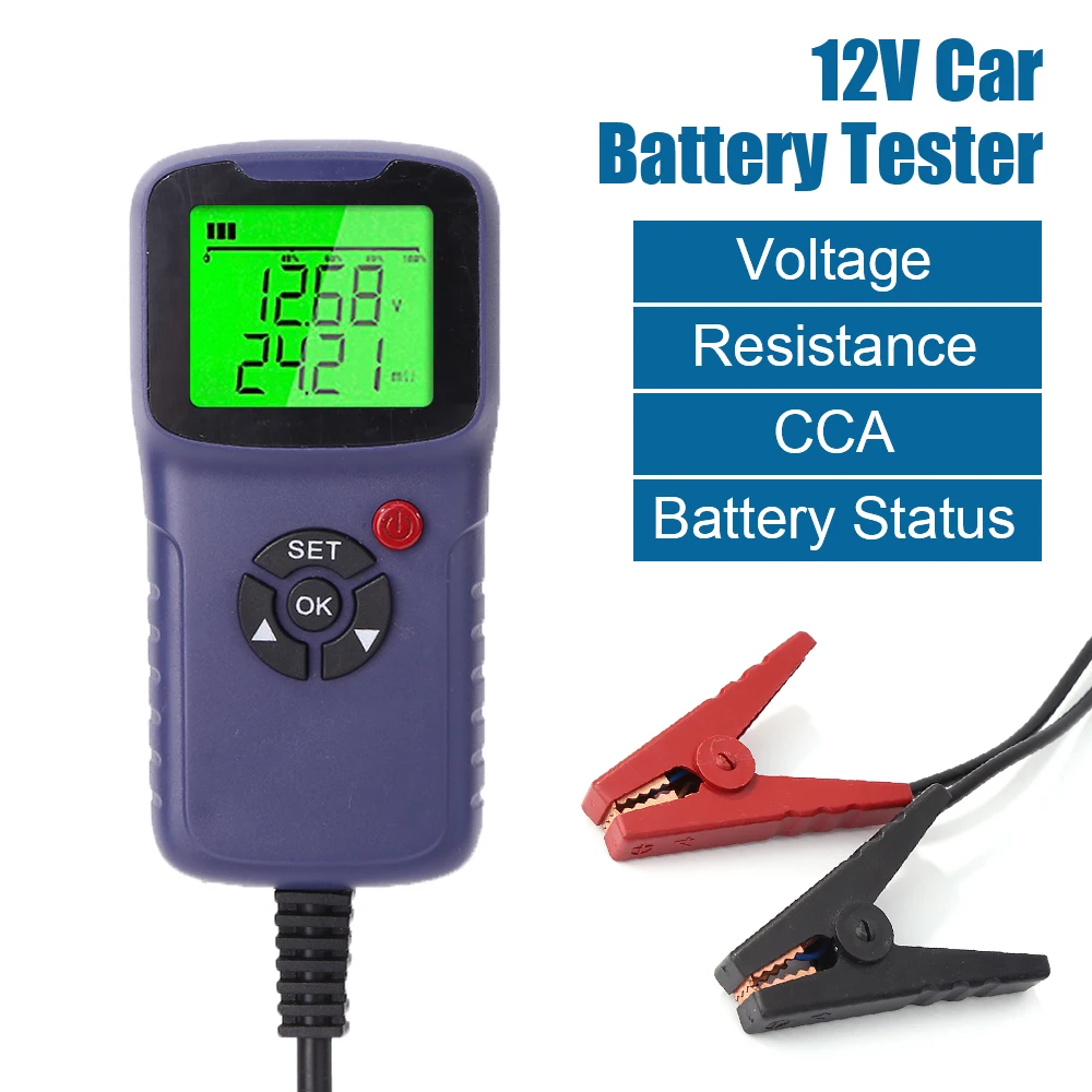 

12V Car Battery Tester Vehicle Car LCD Digital Battery Test Analyzer Diagnostic Tool Voltage Ohm CCA Test Auto System Analyzer