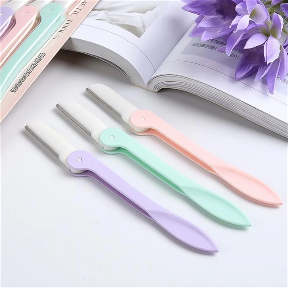 

3pcs Foldable Eyebrow Razor Portable Eyebrow Trimmer Eye Brow Shaper Shaver Cutter Facial Hair Remover Women Face Makeup Tool