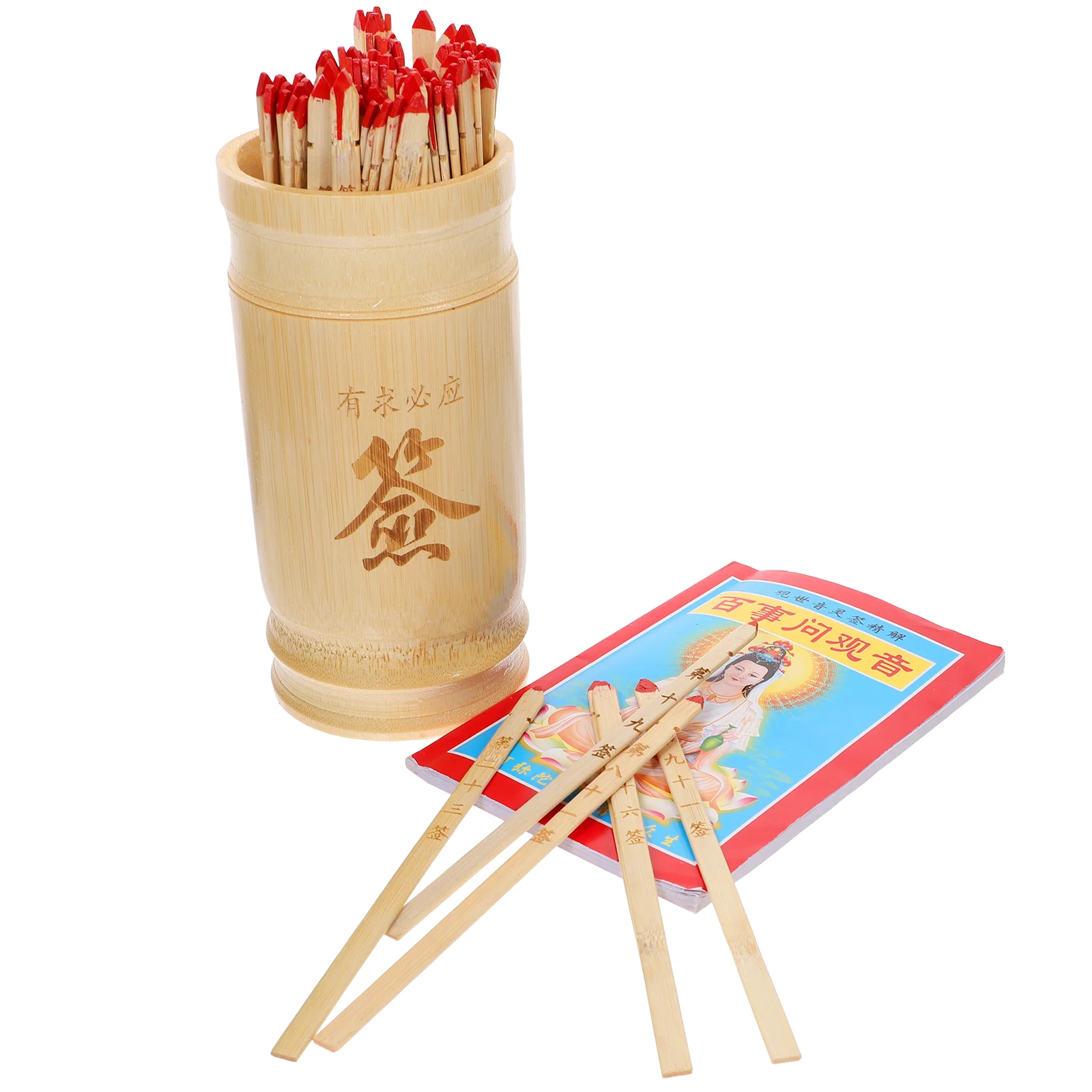 

Fortune Divination Sticks Chinese Tellingstick Prop Game Wooden Book Religious Asian Set Pot Vintage Kau Tung Chien Tellercim