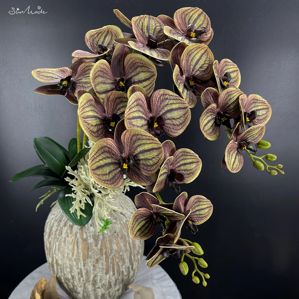 

SunMade High-end Large Orchids Branch 3D Artificial Flowers Home Wedding Decoration Flower Pots Decorative Fleurs Artificielles