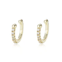 s925 silver female personality cold wind c shaped diamond earbone buckle no hole temperament earings for women pearl kpop