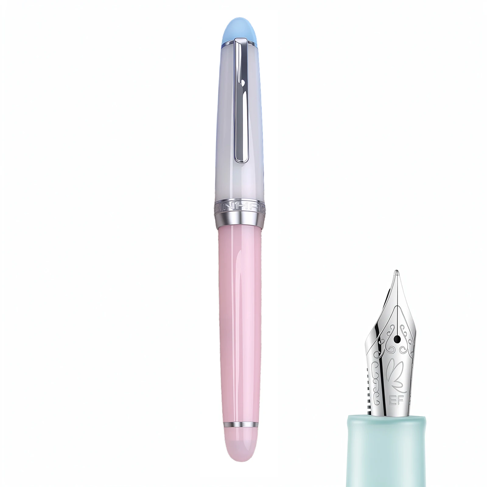 Фото Ручка-фонтан Jinhao 82 Limited Edition, акриловая, прозрачная, с блестками, розовая, с изогнутым пером EF/F/M, мини-канцелярские принадлежности для офиса и школы №1
