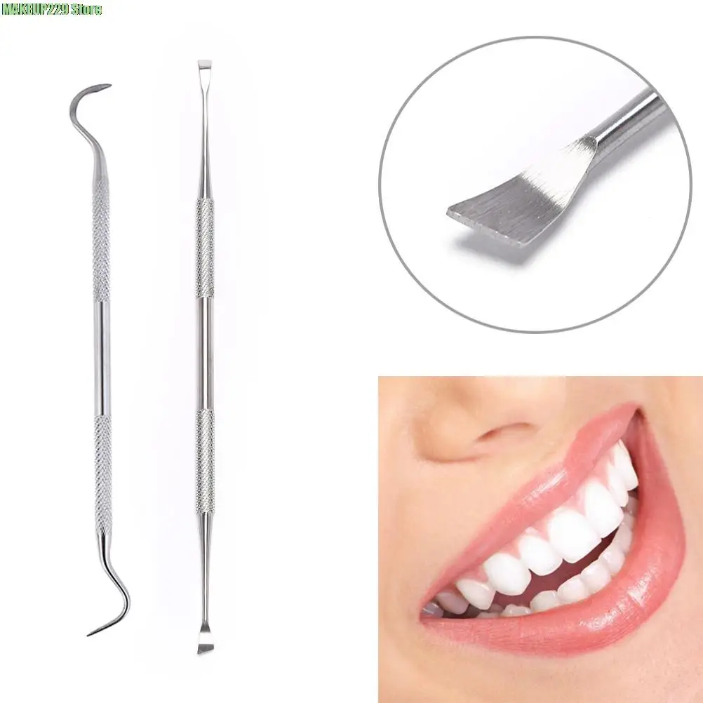 1pc Double-ended Design Stainless Steel Tartar Removal Tool Scraper Teeth Cleaning Tool Dental Plaque Remover Tooth Care Tool