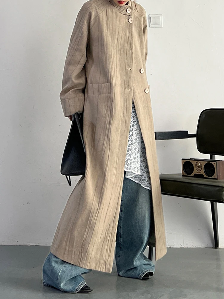 YERMORA цвета хаки с поясом большой размер женский Тренч новый свободный крой