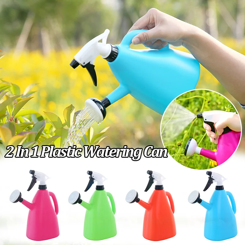 

2 In 1 Plastic Watering Can Indoor Garden Plants Pressure Spray Water Kettle Adjustable Flower Sprayer 1L Gardening Supplies