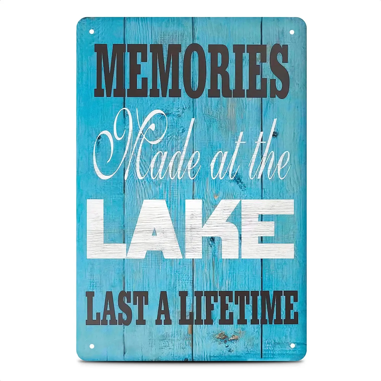 

Vintage Tin Sign Memories Made At The Lake Lake Sign Metal Sign for Plaque Poster Cafe Home Bar Coffee Wall Art Gift