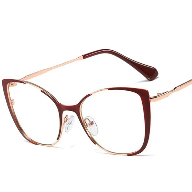 Очки женские металлическая оправа диоптрии 1 75 2 25 красный кошачий глаз защита от