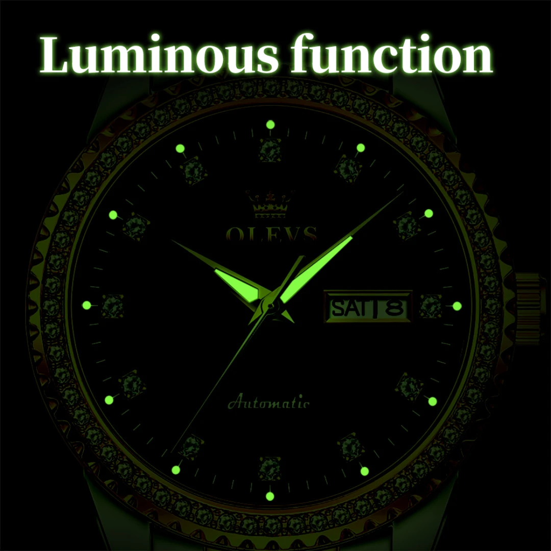 OLEVS 7003 модные механические часы подарок круглый циферблат ремешок для часов из