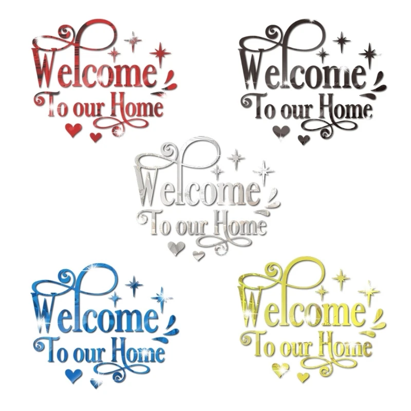 

Настенные стикеры Добро пожаловать в наш дом письма знаки DIY зеркальные настенные наклейки акриловые зеркальные обои художественные фрески украшения Прямая поставка