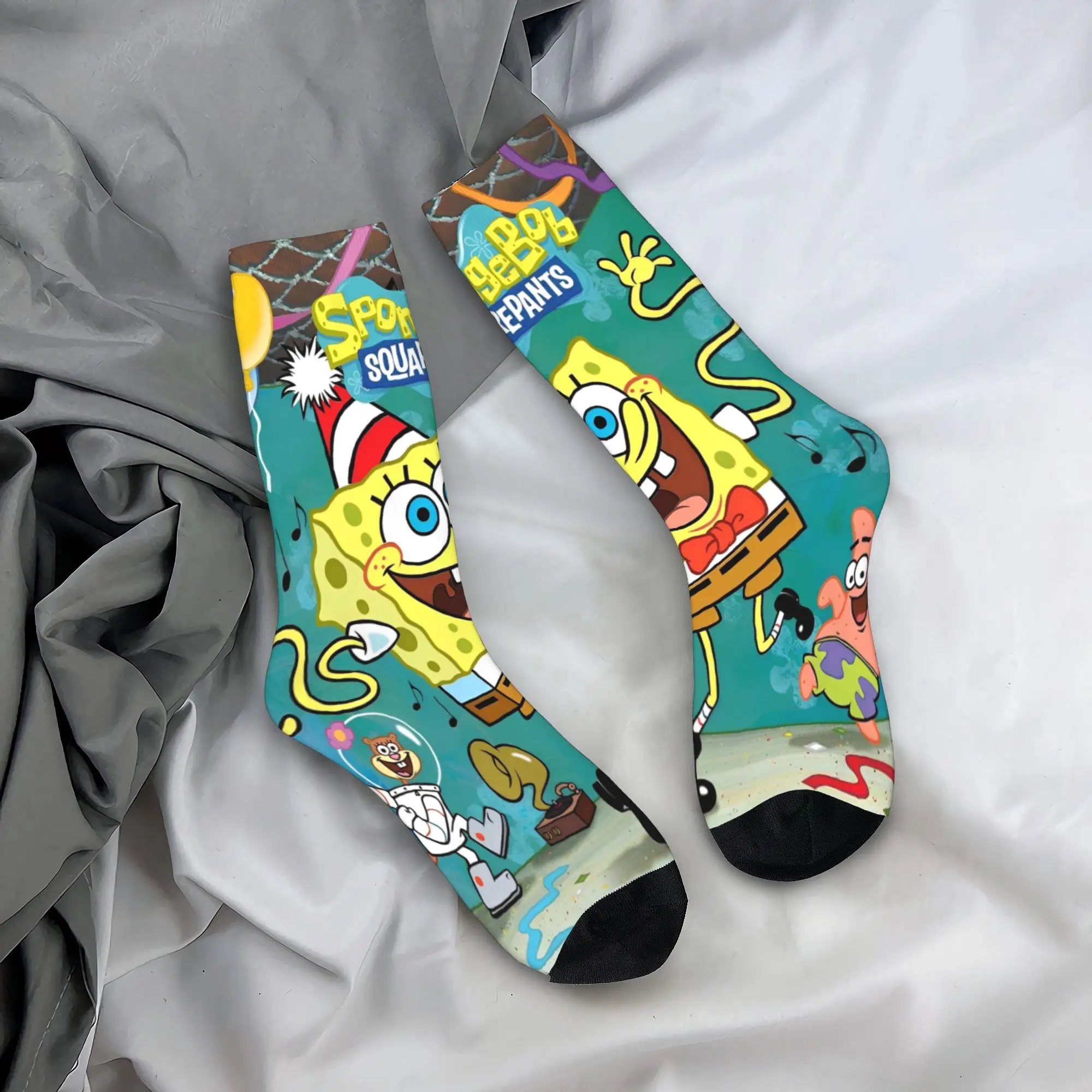 Мужские и женские носки в стиле аниме Губка Боб мягкие забавные Happy аксессуары