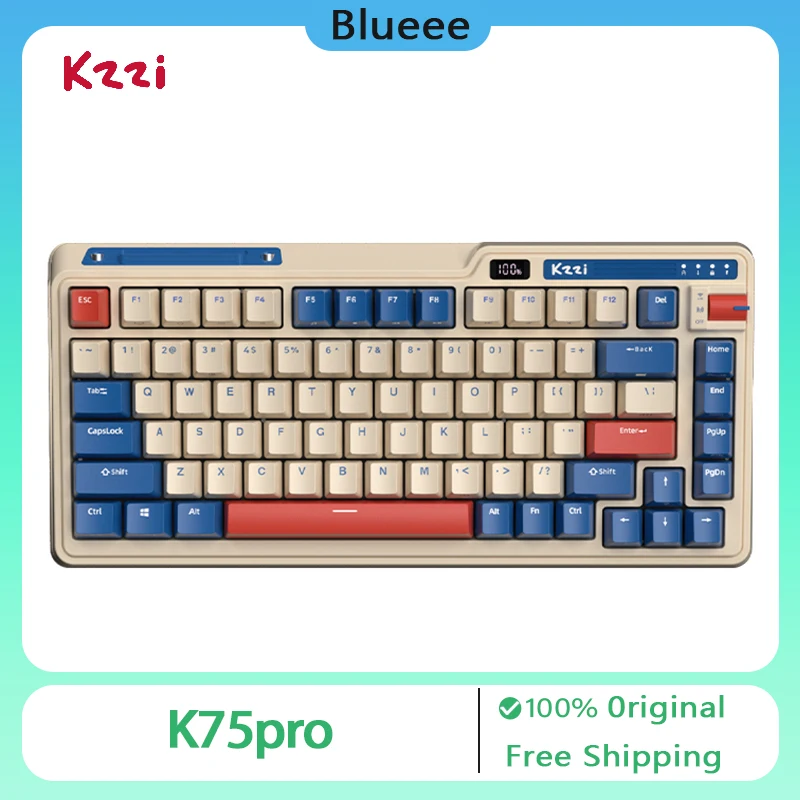 Беспроводная клавиатура Kzzi K75Pro Bluetooth 2 4G 3 режима 82 клавиши колпачки клавиш PBT RGB
