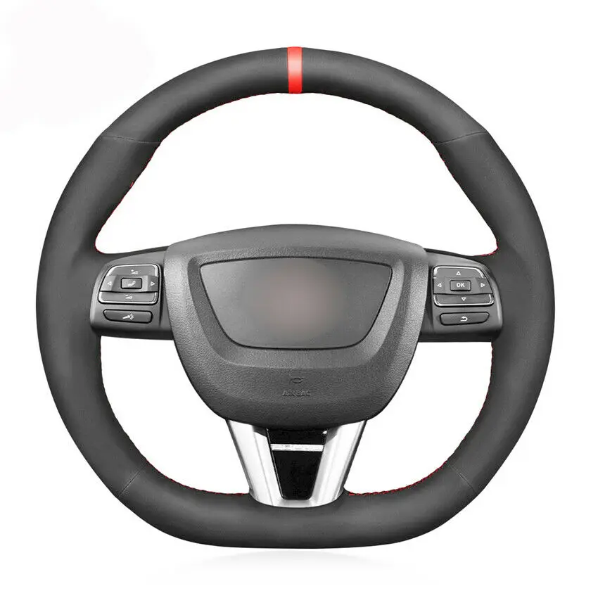 

Сшитый вручную черный замшевый красный маркер для Seat Leon MK2