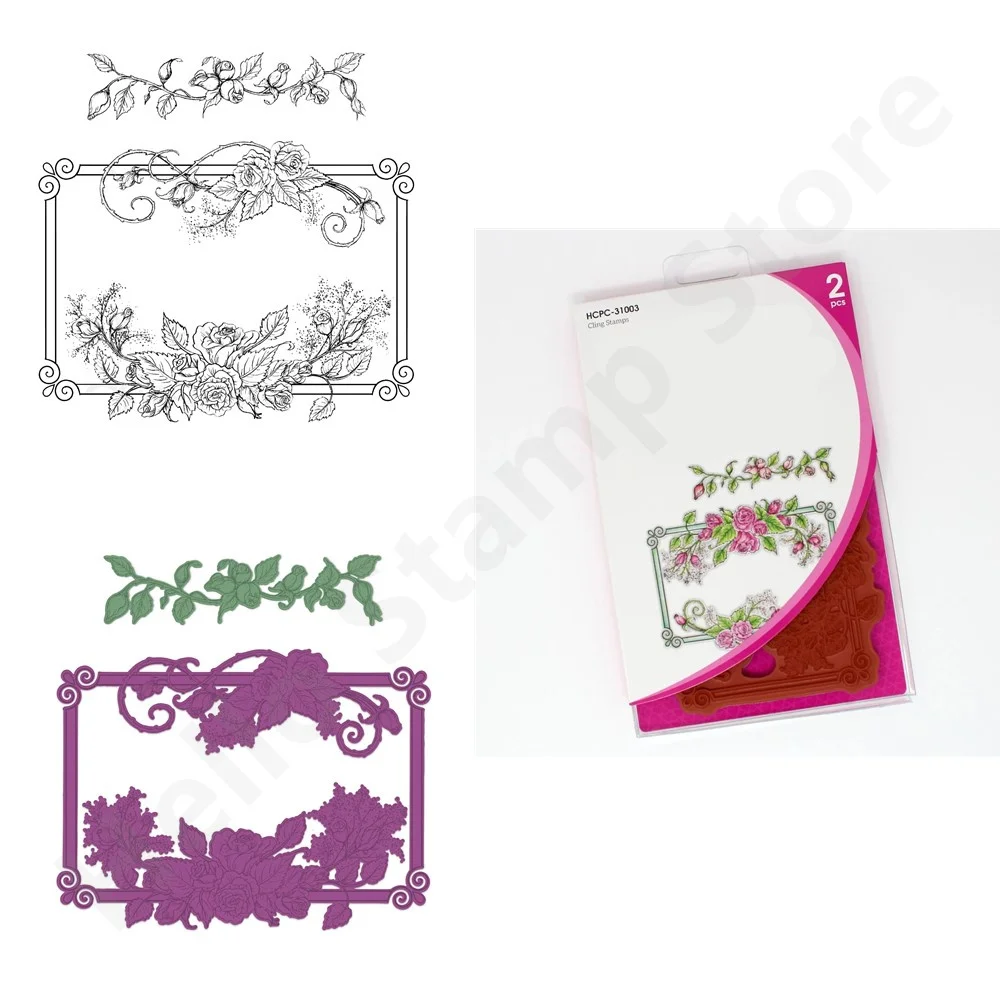 

Delicate Rose Frame Metal Cutting Dies and Stamps Template For DIY Scrapbooking Album Embossing Paper Card Craft Supplies New