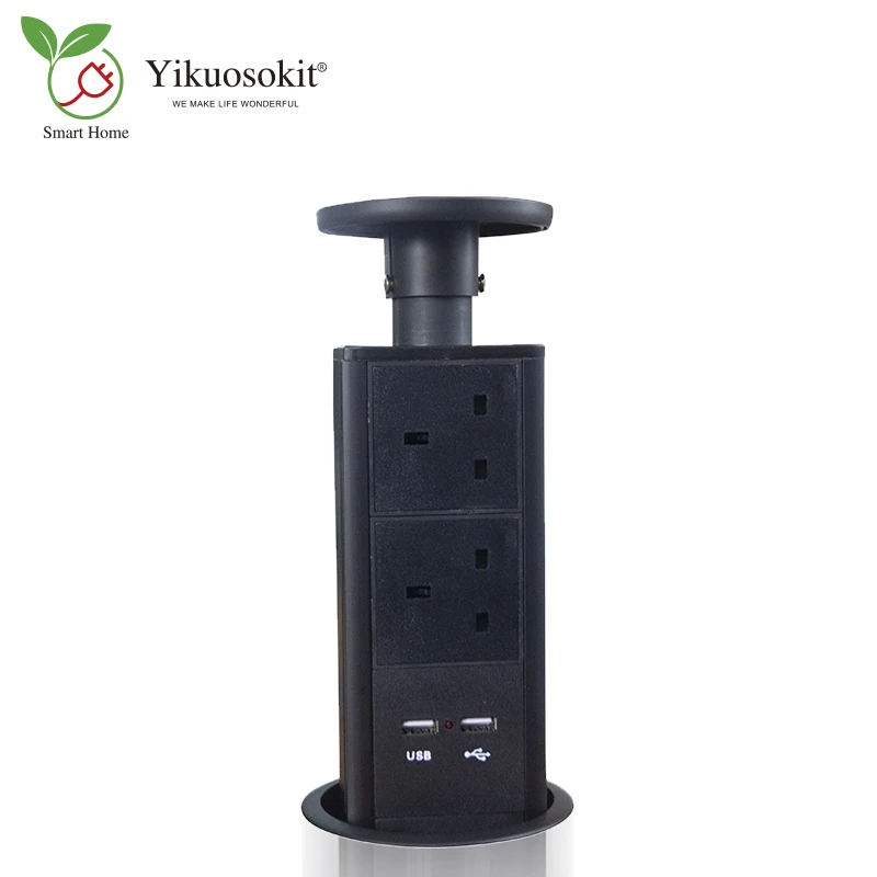 

Настольные розетки 13 а, Великобритания, 5 В, 2,1 А, 2 USB-порта для зарядки, Черная оболочка, электрический выдвижной удлинитель с ручным управлением