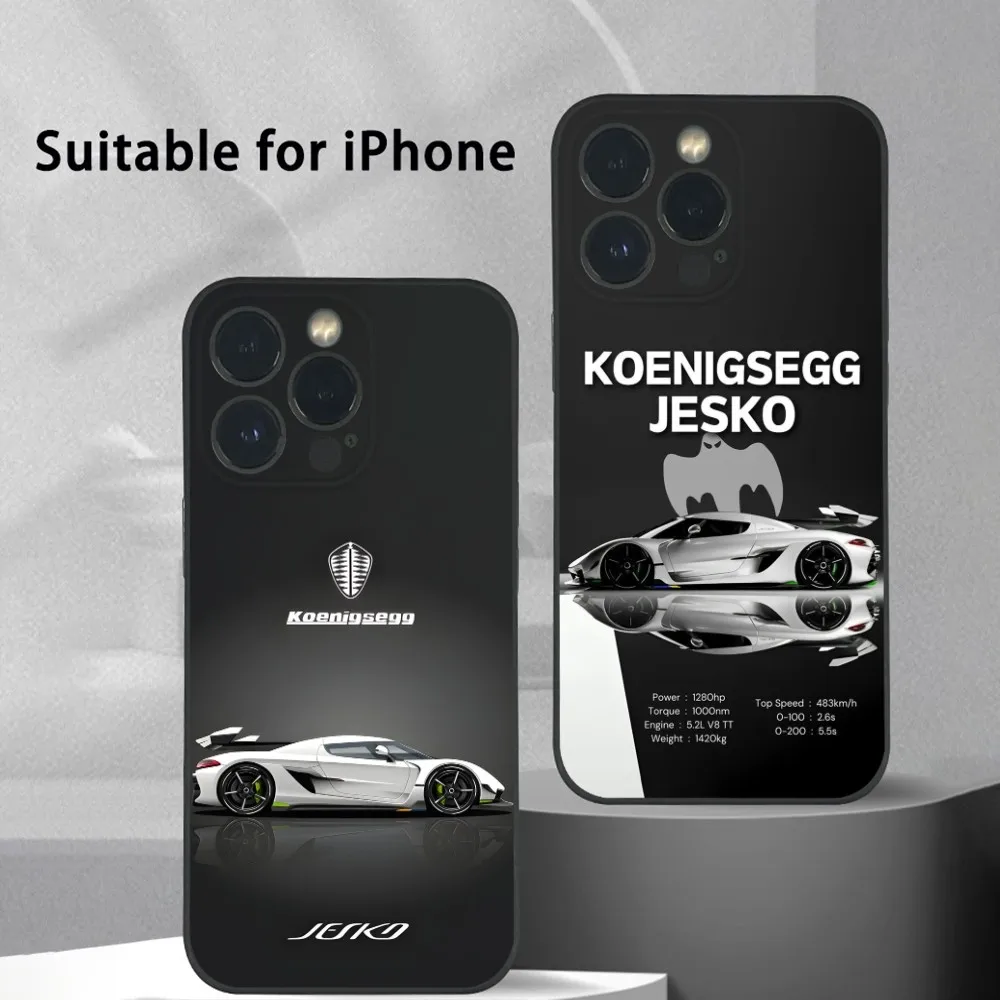 Top supercar K-Koenigsegg Phone Case For iPhone 16 15 14 13 12 11 Pro Max Plus Mini Frosted Soft Shell Funda