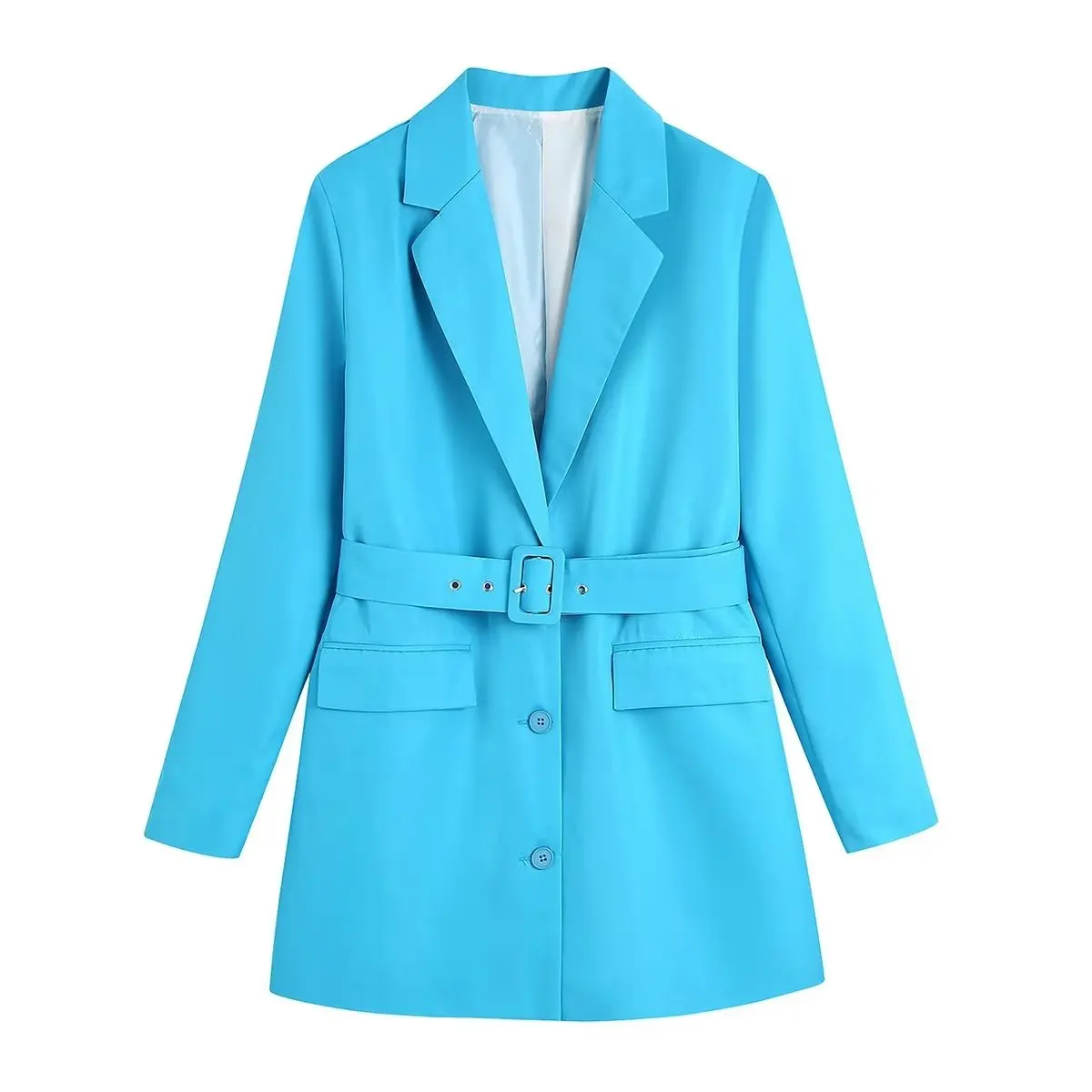 

SuperAen европейский и американский стиль Женская одежда Новинка 2022 с поясом однотонный офисный Женский Синий Женский блейзер