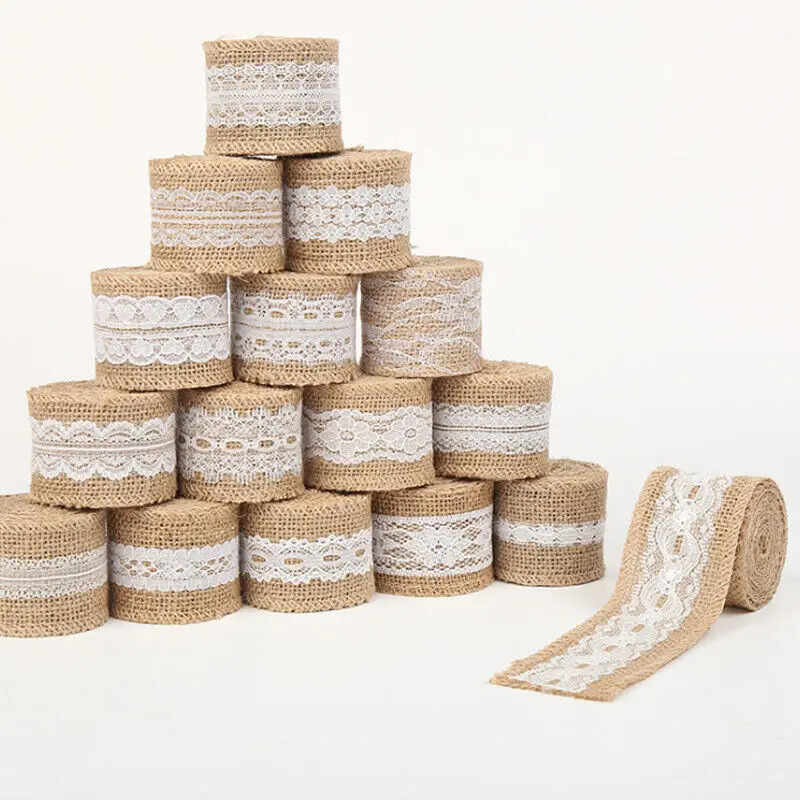 

1M Hessian Lace Ribbon Jute Burlap Rustic Wedding Christmas Vintage Craft Trim