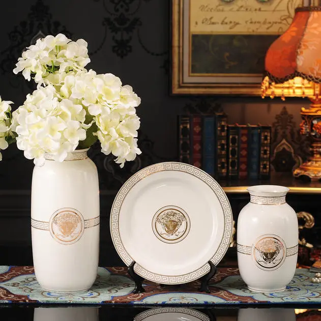 

Fashion Luxury Europe Ceramic Desk Vase Living Room Decoration Flower Vase Office Wedding Room Decorated Porcelain