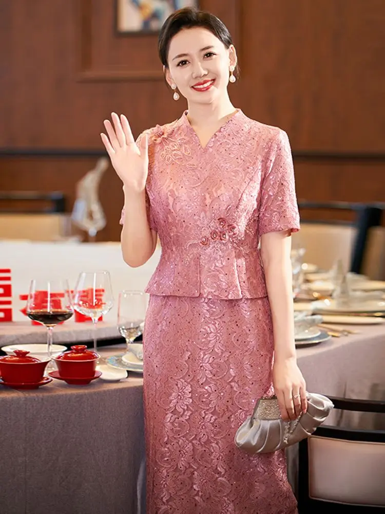 

Традиционное китайское свадебное платье Yourqipao, вечерние платья-Ципао для матери невесты, Женская юбка для выпускного вечера