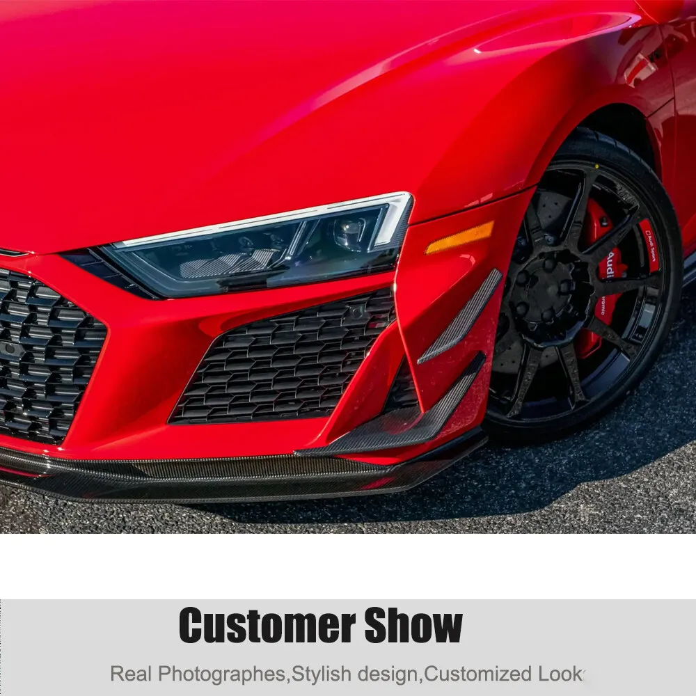 Фото Для Audi R8 V10 22+ Карбоновый передний сплиттер, задний диффузор, боковые пороги, спойлер, комплект обвеса, автомобильные аксессуары №4
