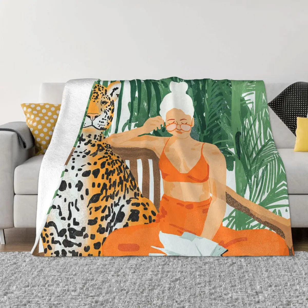 

Одеяло с картиной маслом, флисовое всесезонное ультрамягкое покрывало с изображением тропических растений, джунглей, Vacay, для кровати, путе...