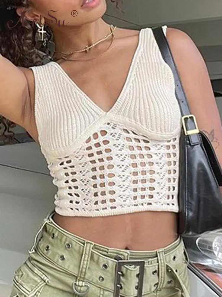 

Женская Трикотажная майка без рукавов ArtSu, однотонная элегантная повседневная майка с открытой спиной, сексуальная летняя Клубная одежда ...