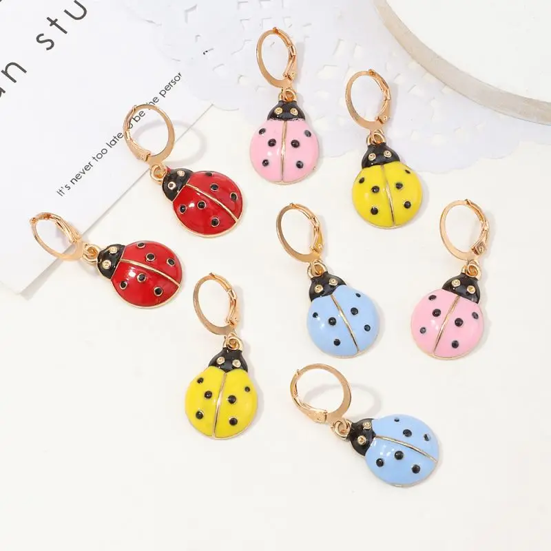 

New Cartoon Anime Lady Bug Earrings Fashion Creative Women Alloy Earrings Jewelry