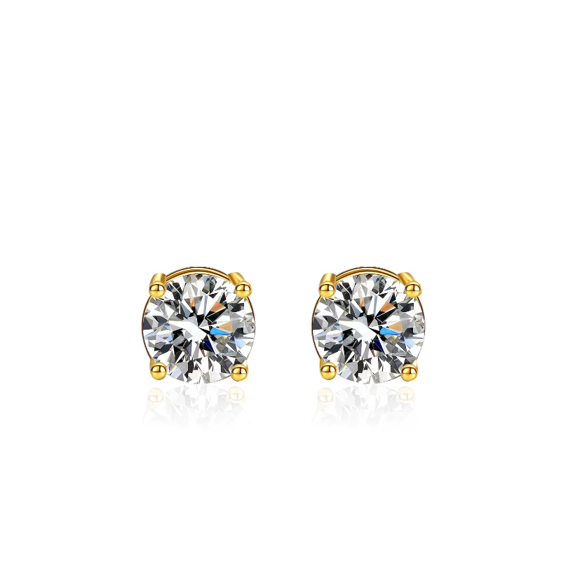 

2 Carat Moissanite Plating 14K Yellow Gold S925 Silver Earrings Women Engagement Stud Earrings Wedding Jewelry