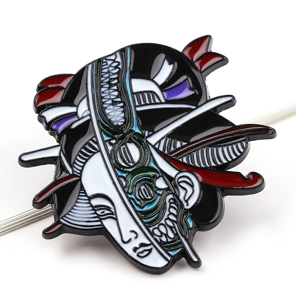 

Popular Japanese Bushido Brooch Pin DIY Female Backpack Singer Metal Drip Enamel Fashion All-match Creative Brooch