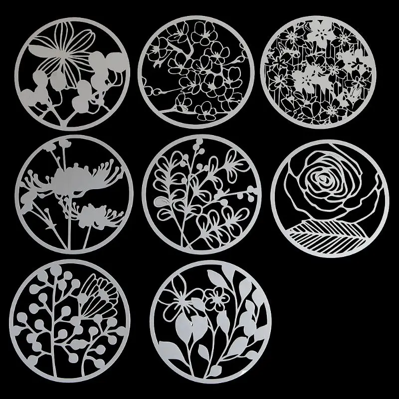 

8Pcs Round Grilles Drawing Molds Plastic Children Painting Stencils DIY Paper Ar