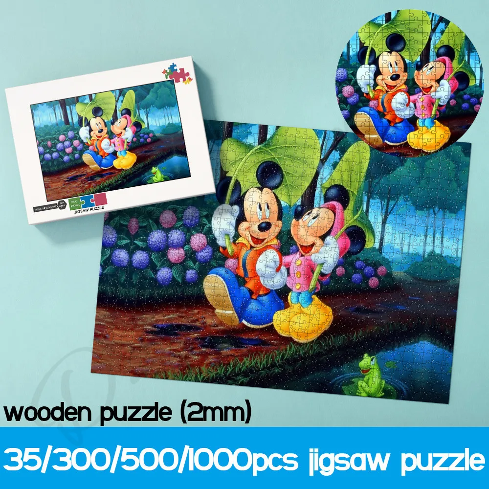 

Puzzles for Kids Mickey Mouse and Minnie Plantain Leaves 35 300 500 1000 Pieces of Wooden Jigsaw Puzzles Funny Toys and Hobbies