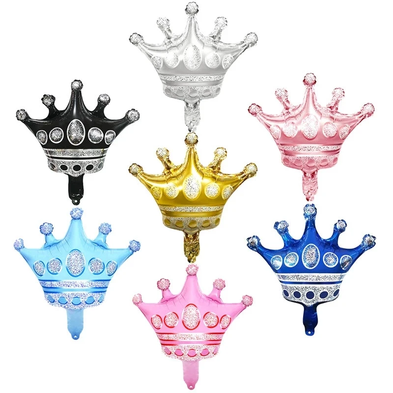 

50pcs Mini Crown Foil Balloons Princess Prince Blue Pink Black Gold Air Ballon Wedding Birthday Party Decorations Kids Shower