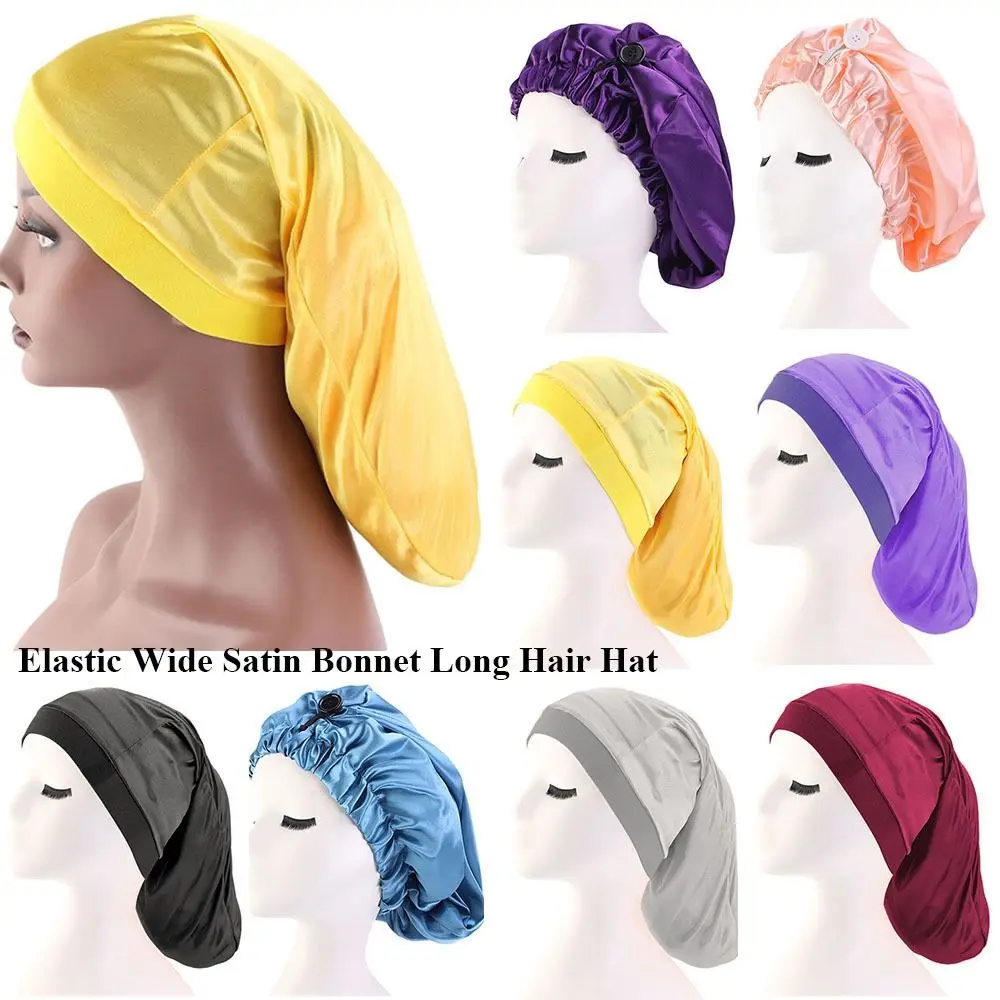 

for Women Elastic Wide Edge Ladies Hair Cover Hair Care Elastic Band Hat Night Sleeping Cap Chemo Caps Silky Headwrap
