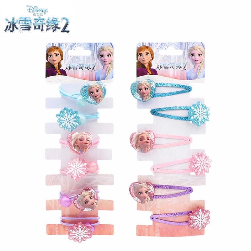 

Disney Frozen Pendant Necklace Hairpins for Girls Cartoon Figure Hair Ring Sweet Kawaii Frozen Hair Circle Accessories Children