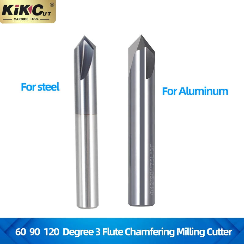 Tungsten Carbide 55 Degree For Steel And Aluminum Alloys CNC Machine Tool with 3 Flute Chamfering Cutter