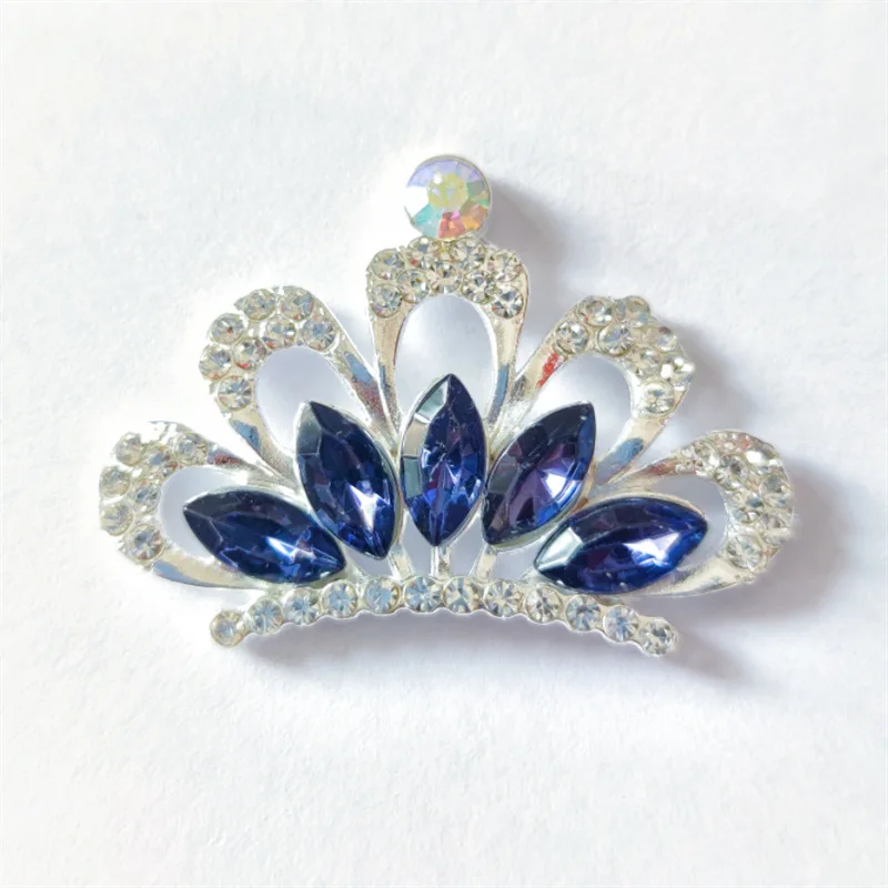5Pcs Rhinestone Acrylic Crown Diy Buttons Bling Alloy Tiara for Headbands Wedding Party Bride Headdress Hair Embellishment