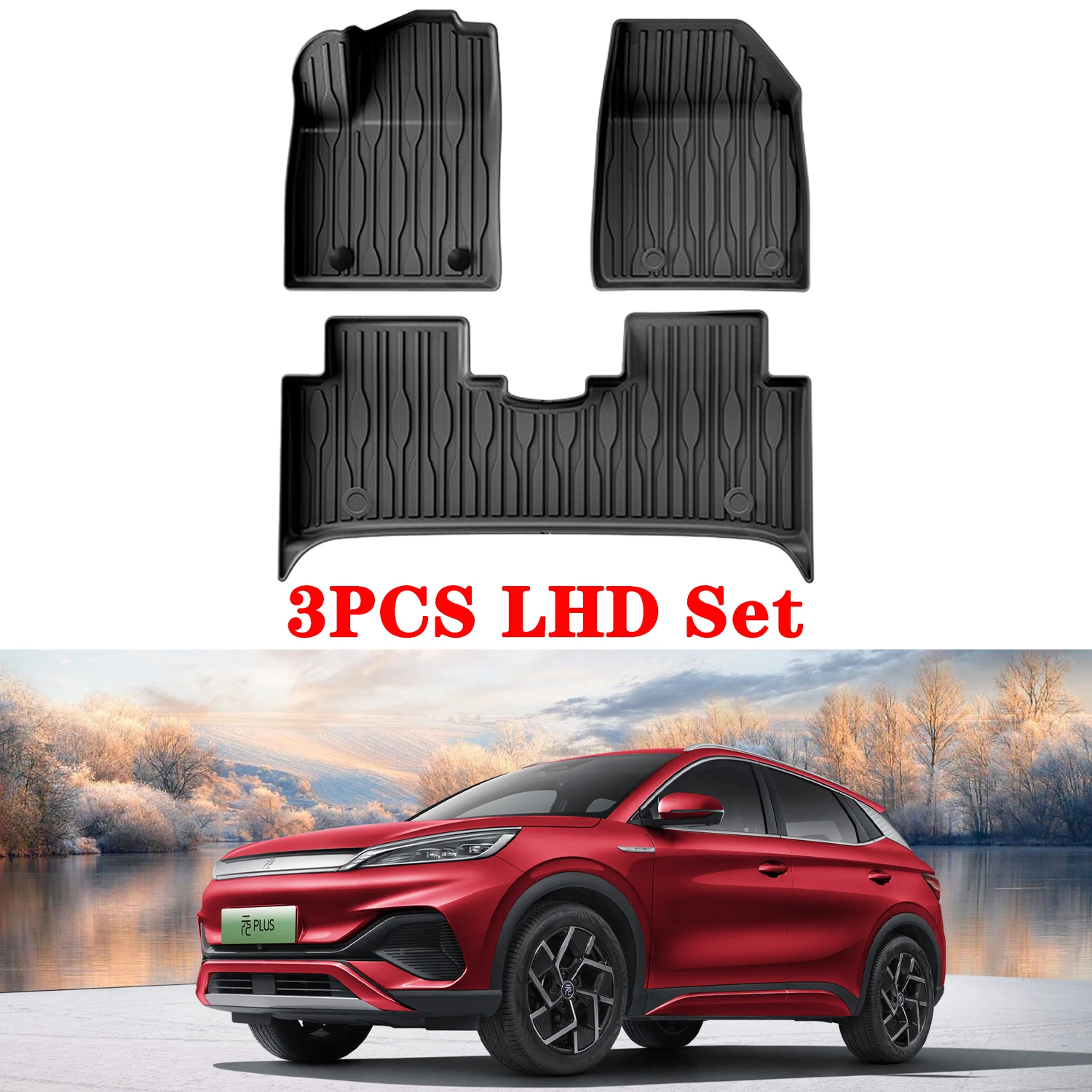 

Для BYD Atto 3 / YUAN PLUS 2025 2024 2023 Коврики и вкладыш из ТПЭ, всепогодные напольные вкладыши Коврик в багажник TPE Heavy Duty Pad