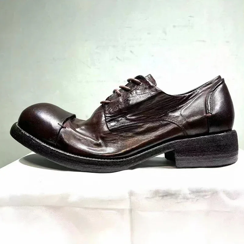 Мужская деловая обувь дерби из конской кожи повседневная мужская с ручным