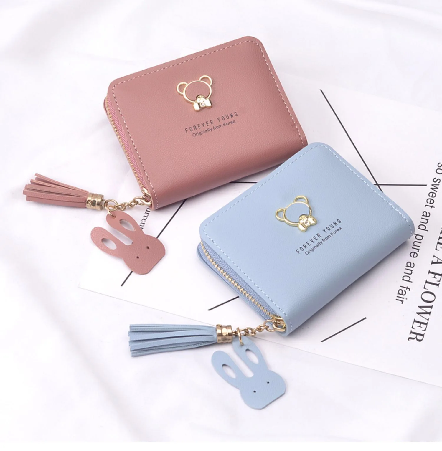 2023 New Women Kawaii Wallet Short Small Handmade Wallet Multi-card Card Holder Coin Purse Designer Wallet