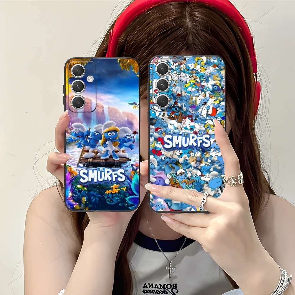 Smurfs Smurfette Smart Mobile Cell Phone Case for Samsung M55 35 15 54 34 14 33 23 13 42 32 22 F55 12 5G Black Cover Shell