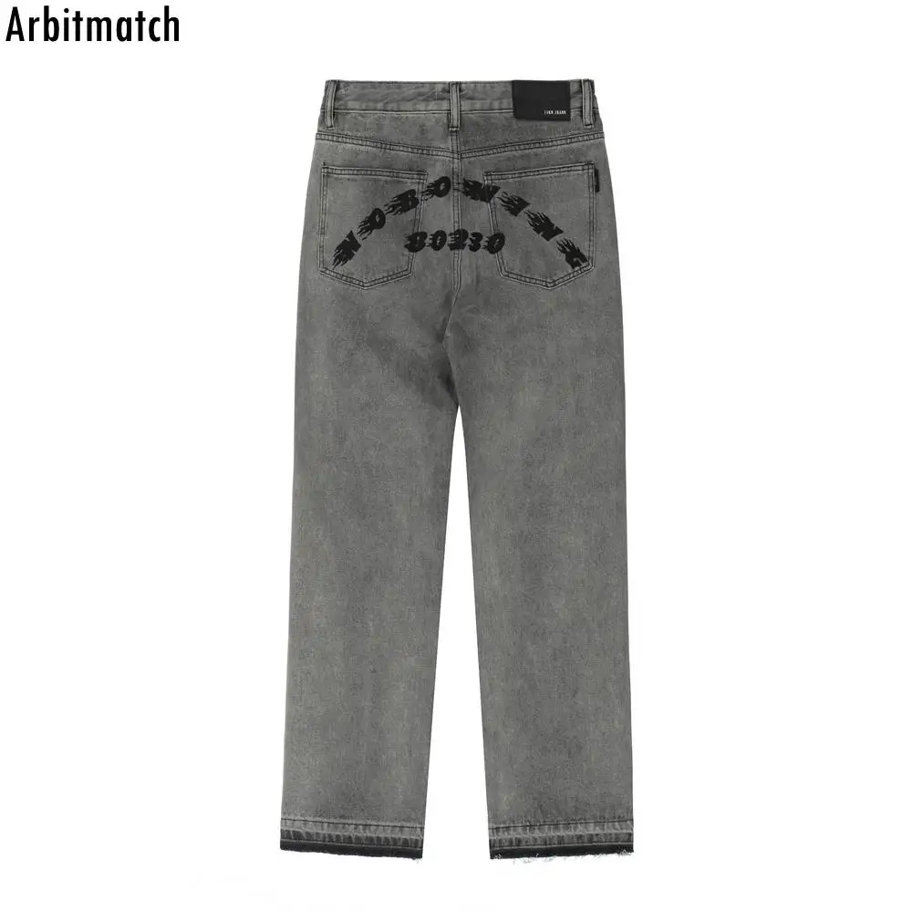 

Retro Straight Pants Casual Jeans Pants for Male Straight Hip Hop Baggy Denim Trousers Smoke Grey Y2k Clothes Mens Pants