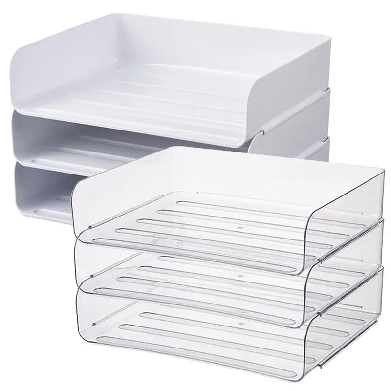 

Brochure Holder Paper File Desktop Racks Organizer Portable Stackable Desk File Rack & Letter Tray For Papers Brochures Flyers